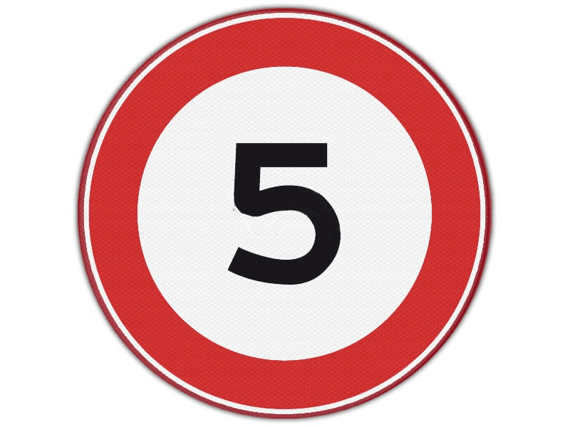 Verkeersbord RVV A01-5 - Maximumsnelheid 5 km