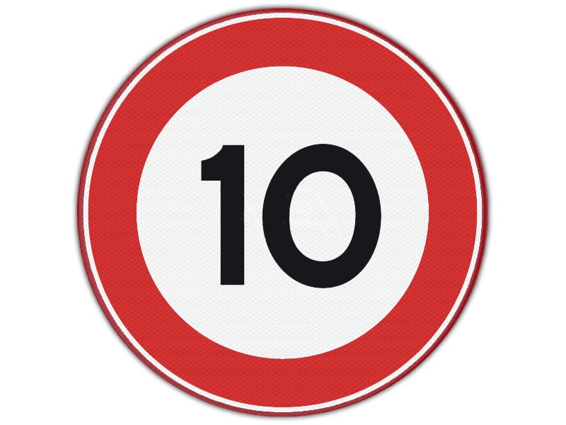 Verkeersbord RVV A01-10 Maximumsnelheid 10 km