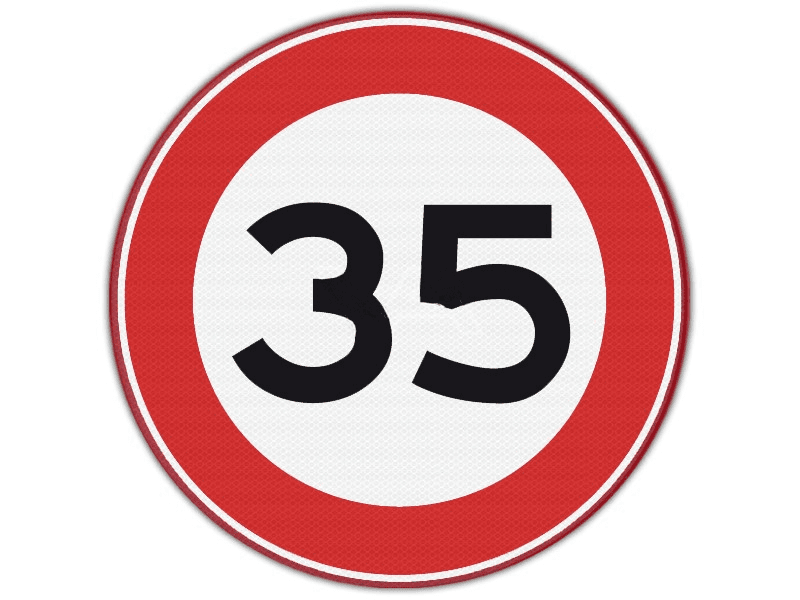 Verkeersbord RVV A01-35 - Maximumsnelheid 35 km