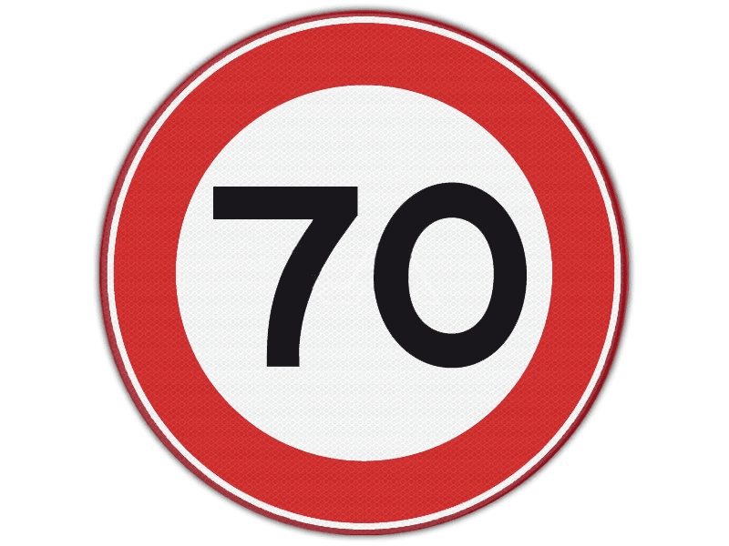 Verkeersbord RVV A01-70 - Maximumsnelheid 70 km