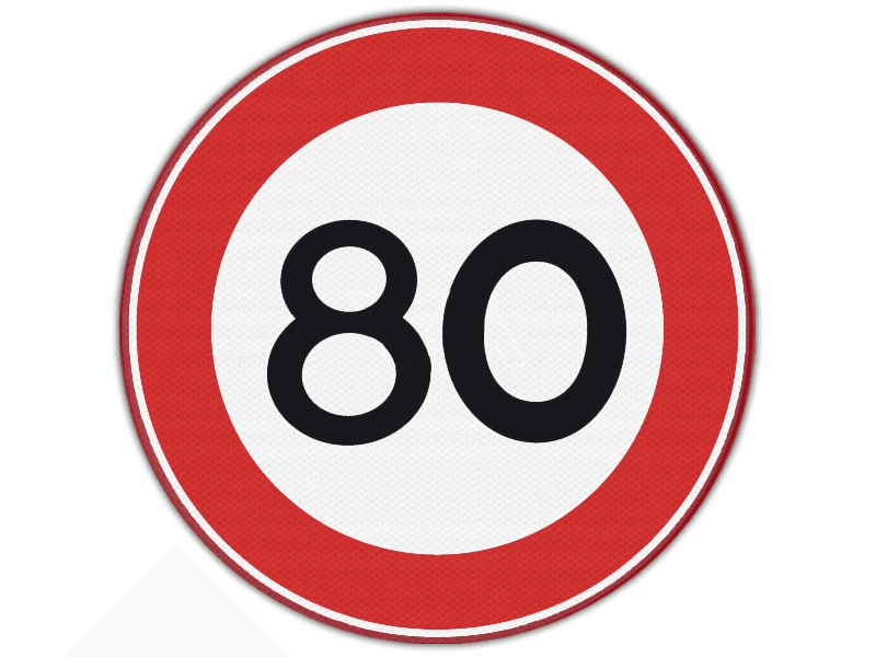 Verkeersbord RVV A01-80 - Maximumsnelheid 80 km