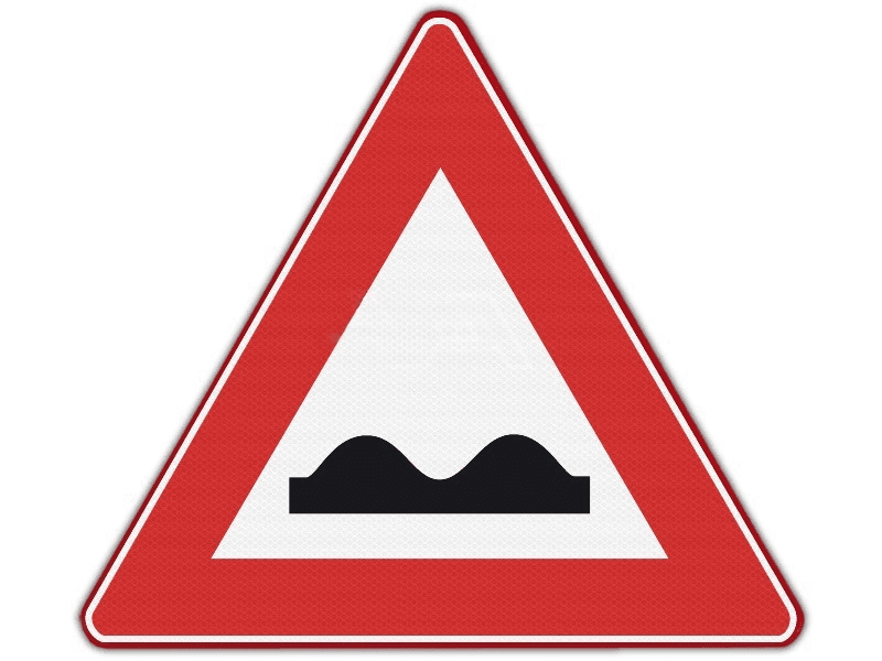 Verkeersbord RVV J01 - Slecht wegdek