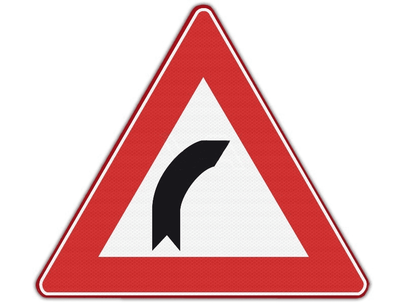 Verkeersbord RVV J02 - Bocht naar rechts
