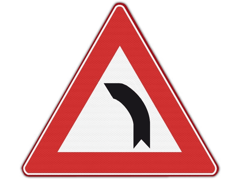 Verkeersbord RVV J03 - Bocht naar links