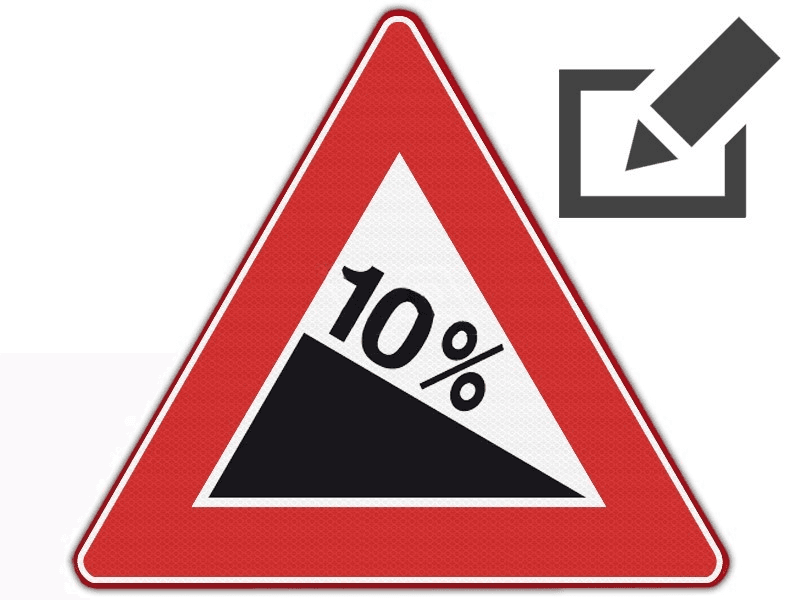 Verkeersbord RVV J07 - Gevaarlijke daling
