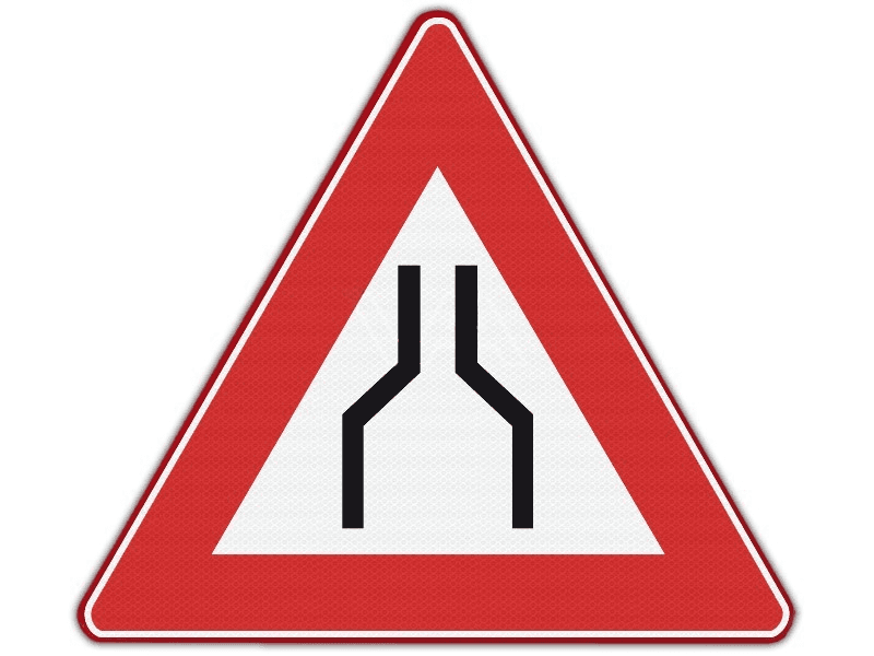 Verkeersbord RVV J17 - Rijbaanversmalling
