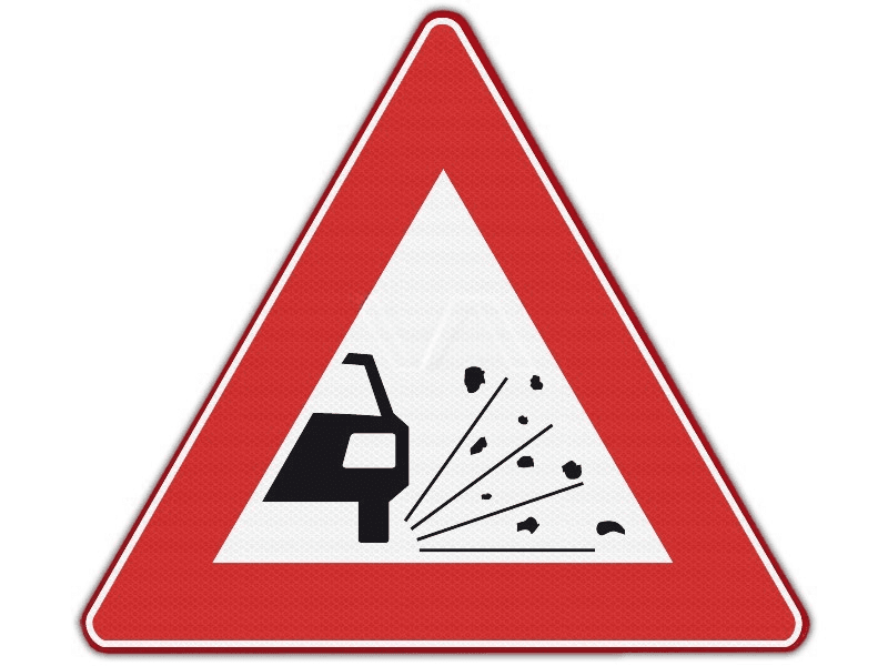 Verkeersbord RVV J25 - Losliggende stenen
