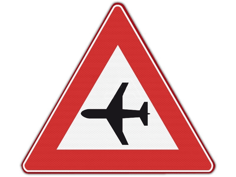 Verkeersbord RVV J30 - Laagvliegende vliegtuigen