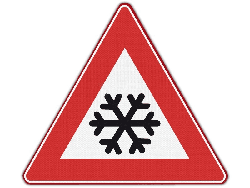 Verkeersbord RVV J36 - IJzel of sneeuw