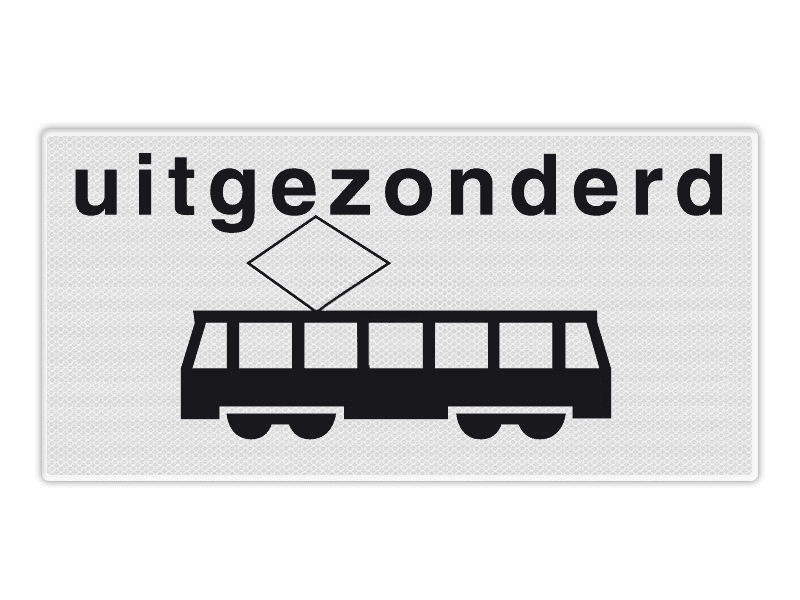 Onderbord RVV OB64 - Uitgezonderd trams
