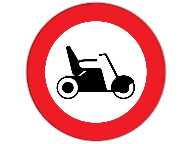Verboden voor scootmobielen bord Ø 30 cm