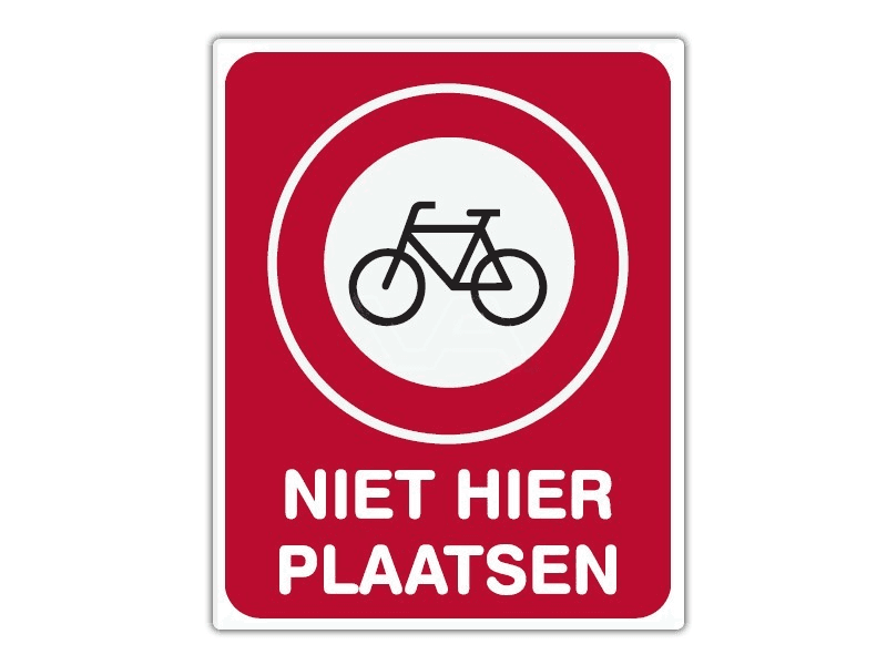 Parkeerbord IB11 - Fietsen niet hier plaatsen - bord dor lak 20 x 25