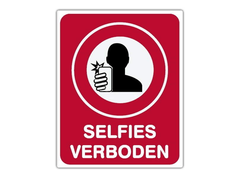Informatiebord IB15 - Selfies verboden - bord dor lak 20 x 25