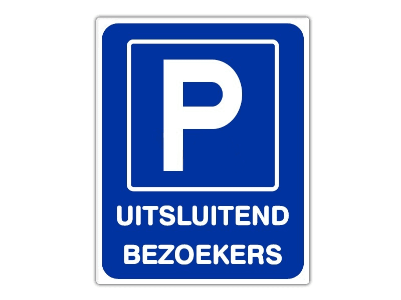 Parkeerbord IB51 bord dor lak 20 x 25 P Uitsluitend Bezoekers