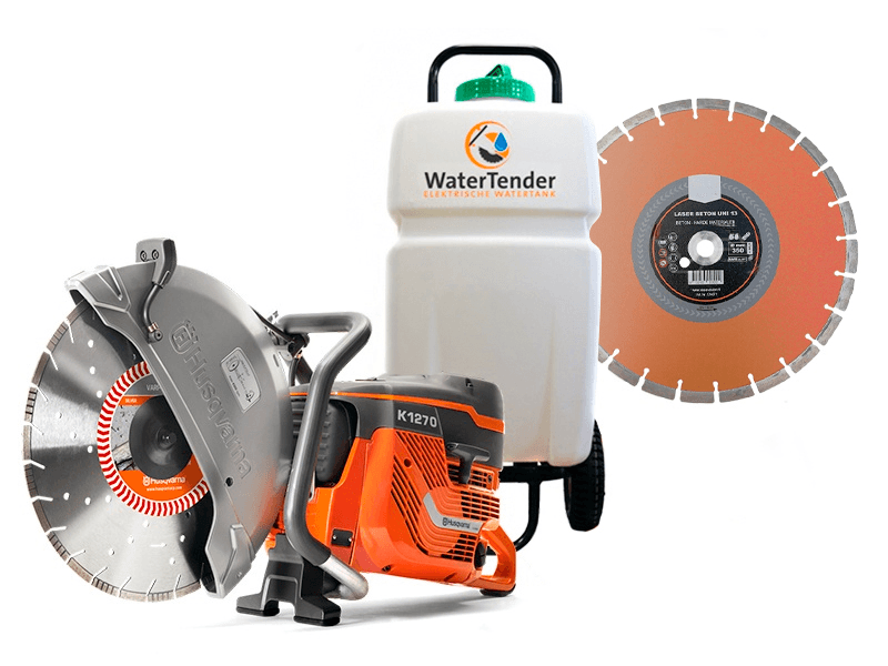 Bandenzaag Husqvarna K1270 + WaterTender 35 liter