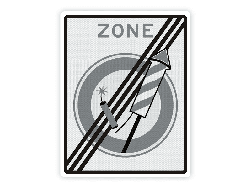 Verkeersbord Einde ZONE Vuurwerkverbod