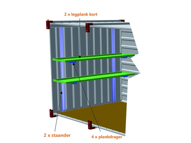Plankenset kort voor materiaalcontainer