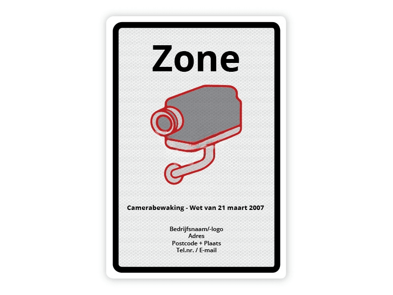Verkeersbord Zone camerabewaking België CB09 40 x 60 cm