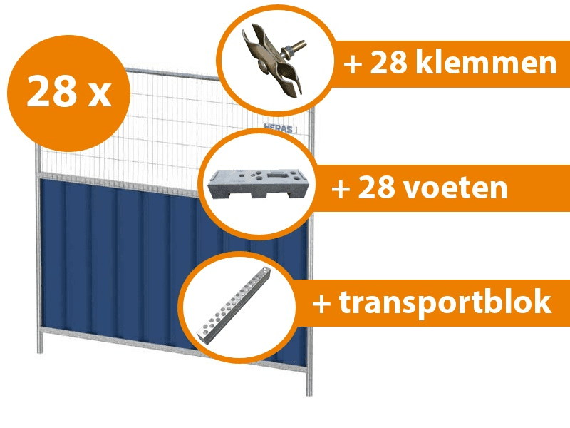 Bouwhek bunkerset 28x M825 Combi Cityfence + bok