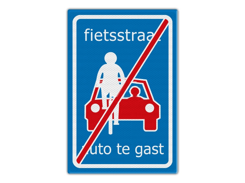 Verkeersbord RVV L51 - Einde Fietsstraat, Auto te Gast