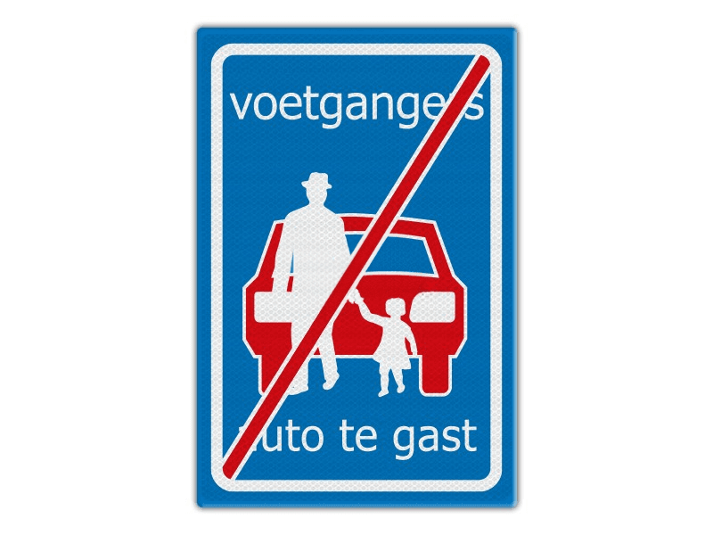 Verkeersbord RVV - Einde Voetgangersstraat, Auto te Gast