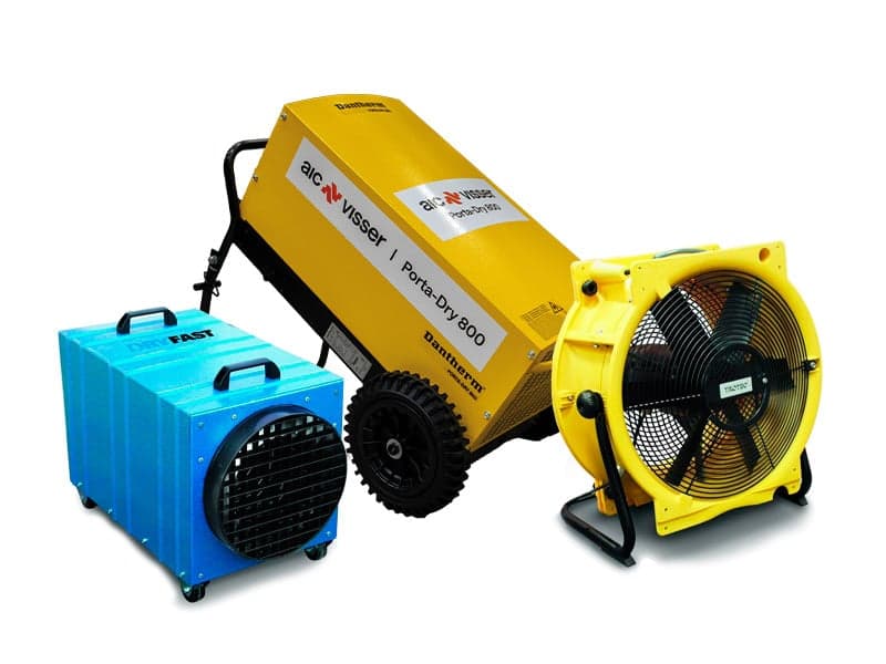 Bouwdroger DP 800 + ventilator TTV 4500 + kachel DFE 65