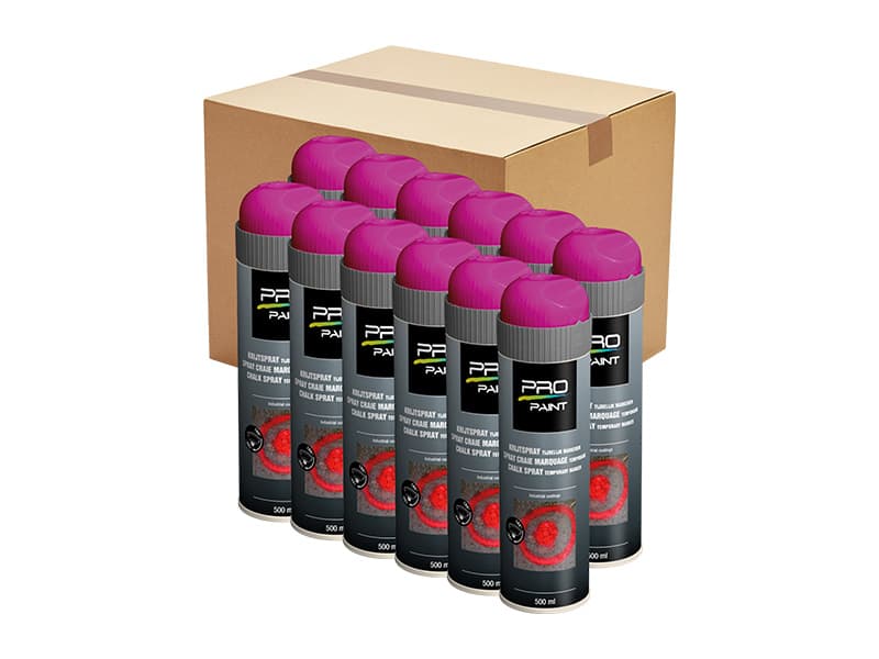 Markeringsverf Krijtspray Fluor ROZE 5-15 dagen 12 x 500 ml