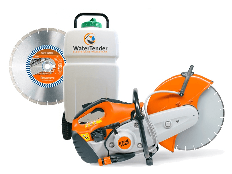 Bandenzaag Stihl TS420 met WaterTender 35L