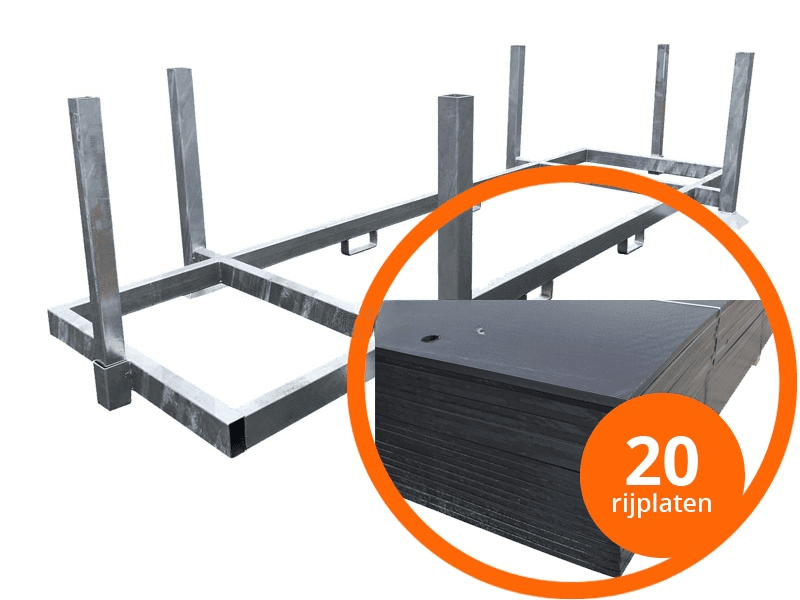 Rijplaten kunststof PE 3x1m | 20 stuks in rek