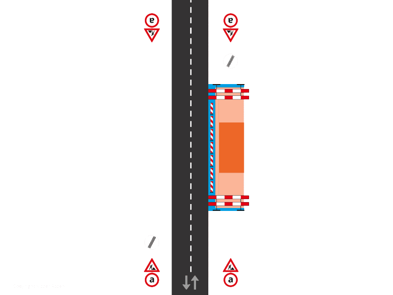 Wegafzetting berm met visuele rijrichtingsscheiding 1302b 1 dag of langer