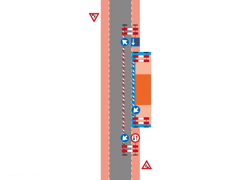 Wegafzetting fietspad over rijbaan 2 uur 1124a