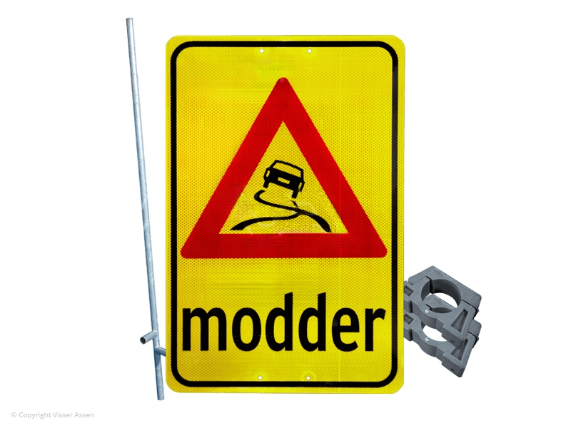 Modderbord aluminium 40 x 60 cm geel met buispaal