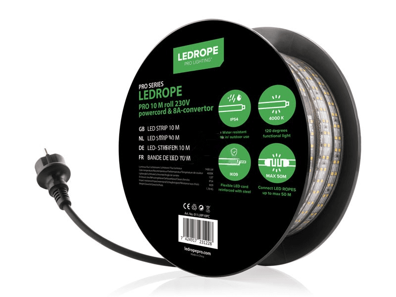 Lichtslang LedRope Pro 10m + stroomkabel 1.5m