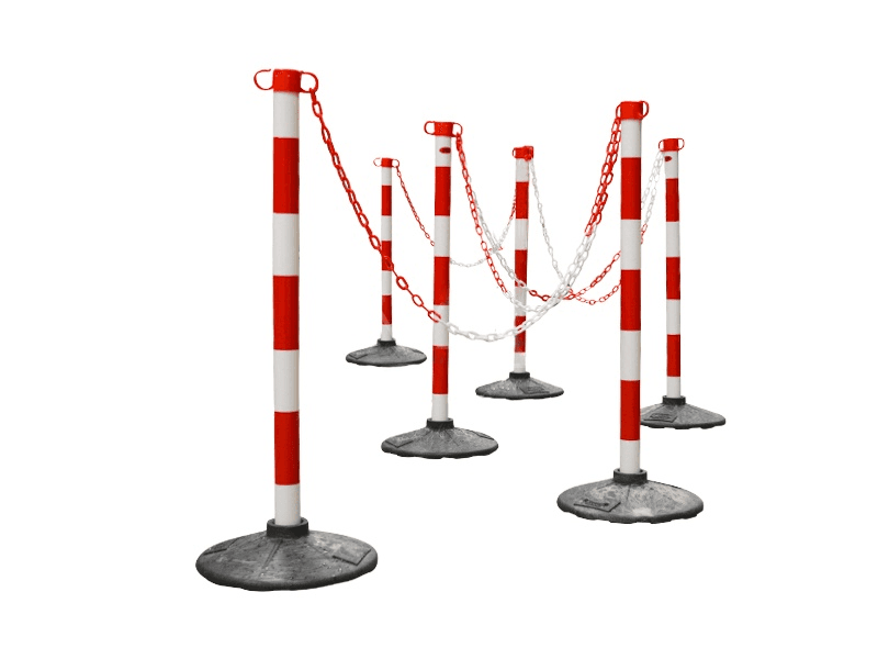 Afzetpaal JSP Rood-Wit + SET 6st +ketting 25m