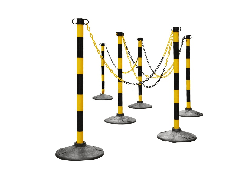 Afzetpaal JSP Geel-Zwart + SET 6st + ketting 25m
