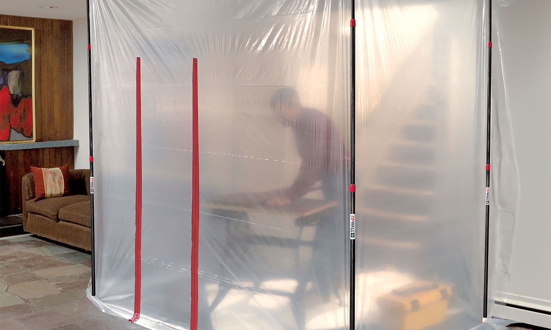 ZipWall stofwand in actie