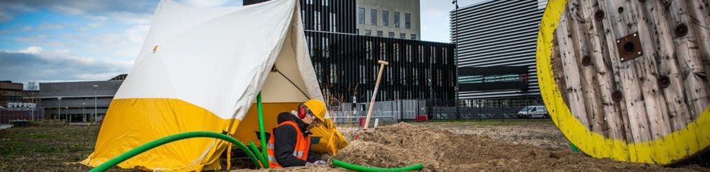 Man in werktent Karsten