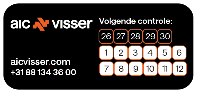 Kalibratiesticker voor onderhoud AIC Visser