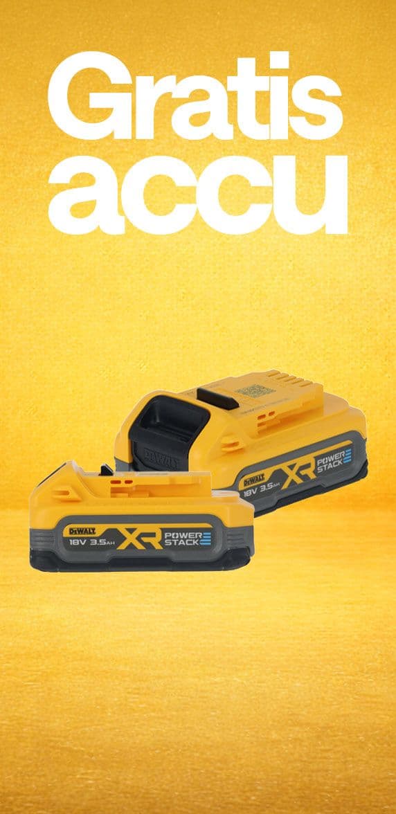 Claim jouw GRATIS DeWalt POWERSTACK 18V/3,5Ah accu